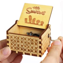 Hot *Antique carved Wooden Hand Crank S-i-m-p-s-o-n-s Music Box figure Christmas Birthday Gift
