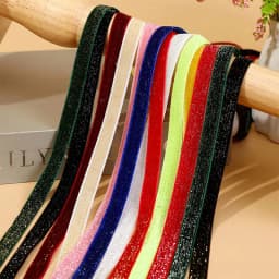 50Yard Glitter Velvet Satin Ribbon Multicolor No Elastic Single Face Ribbon for Christmas DIY Craft Gift Wrapping Bow Decoration