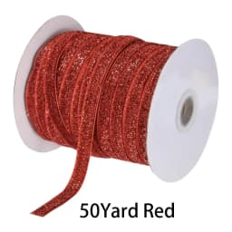 50Yard Glitter Velvet Satin Ribbon Multicolor No Elastic Single Face Ribbon for Christmas DIY Craft Gift Wrapping Bow Decoration