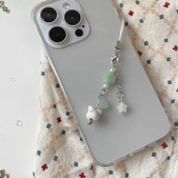 Handmade Four Leaf Clover Beaded Phone Charm Y2K Cute Ceramics Cat Backpack Keychain Bag Key Ring for Girls Christmas Gift