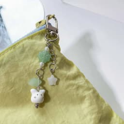 Handmade Four Leaf Clover Beaded Phone Charm Y2K Cute Ceramics Cat Backpack Keychain Bag Key Ring for Girls Christmas Gift
