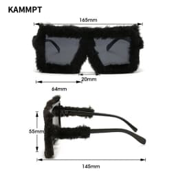 KAMMPT Oversized Plush Sunglasses Y2K Fluffy Square Punk Sun Glasses Trendy Novelty Decor Winter Shades for Christmas Party