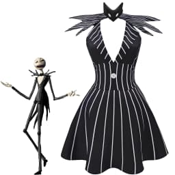 Anime Jack Skellington Cosplay Costume Christmas Outfit Black Stripe Dress For Woman Halloween Costume for Woman