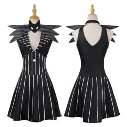 Anime Jack Skellington Cosplay Costume Christmas Outfit Black Stripe Dress For Woman Halloween Costume for Woman