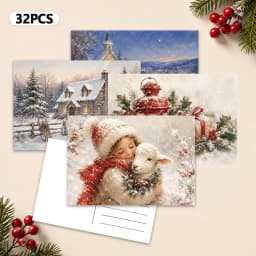 32pcs, Winter Christmas Postcards, Wall Stickers, Mailing Cards, Greeting Cards, DIY Postcards, Commemorative Postcards,
