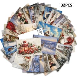 32pcs, Winter Christmas Postcards, Wall Stickers, Mailing Cards, Greeting Cards, DIY Postcards, Commemorative Postcards,