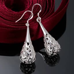 Hot Charm 925 Sterling Silver Hollow Water Drop Earrings for Women All-match Trend Jewelry Wedding Party Christmas Gifts
