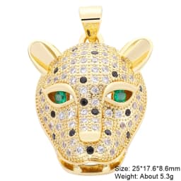 Juya Micro Pave Zircon 18K Real Gold Plated Luxury Animal Panther Lion Leopard Charms For DIY Christmas Pendant Jewelry Making