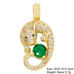 Juya Micro Pave Zircon 18K Real Gold Plated Luxury Animal Panther Lion Leopard Charms For DIY Christmas Pendant Jewelry Making