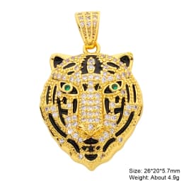Juya Micro Pave Zircon 18K Real Gold Plated Luxury Animal Panther Lion Leopard Charms For DIY Christmas Pendant Jewelry Making