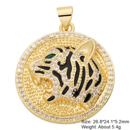 Juya Micro Pave Zircon 18K Real Gold Plated Luxury Animal Panther Lion Leopard Charms For DIY Christmas Pendant Jewelry Making