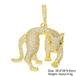 Juya Micro Pave Zircon 18K Real Gold Plated Luxury Animal Panther Lion Leopard Charms For DIY Christmas Pendant Jewelry Making
