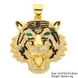 Juya Micro Pave Zircon 18K Real Gold Plated Luxury Animal Panther Lion Leopard Charms For DIY Christmas Pendant Jewelry Making