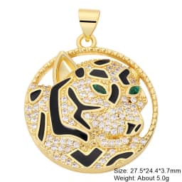 Juya Micro Pave Zircon 18K Real Gold Plated Luxury Animal Panther Lion Leopard Charms For DIY Christmas Pendant Jewelry Making