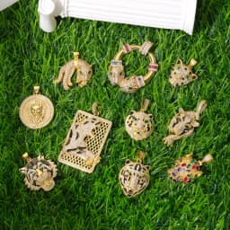 Juya Micro Pave Zircon 18K Real Gold Plated Luxury Animal Panther Lion Leopard Charms For DIY Christmas Pendant Jewelry Making