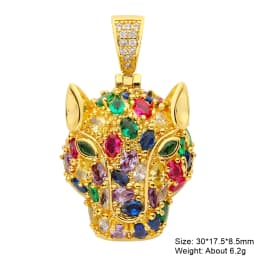 Juya Micro Pave Zircon 18K Real Gold Plated Luxury Animal Panther Lion Leopard Charms For DIY Christmas Pendant Jewelry Making