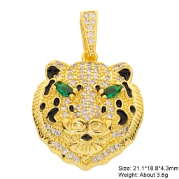 Juya Micro Pave Zircon 18K Real Gold Plated Luxury Animal Panther Lion Leopard Charms For DIY Christmas Pendant Jewelry Making