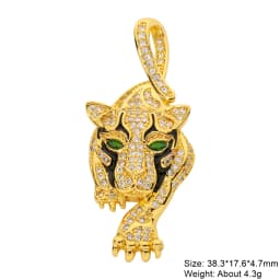 Juya Micro Pave Zircon 18K Real Gold Plated Luxury Animal Panther Lion Leopard Charms For DIY Christmas Pendant Jewelry Making