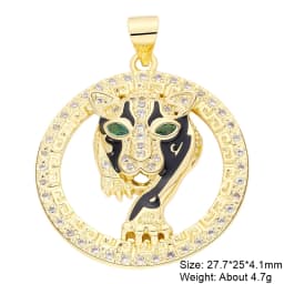 Juya Micro Pave Zircon 18K Real Gold Plated Luxury Animal Panther Lion Leopard Charms For DIY Christmas Pendant Jewelry Making