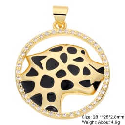 Juya Micro Pave Zircon 18K Real Gold Plated Luxury Animal Panther Lion Leopard Charms For DIY Christmas Pendant Jewelry Making