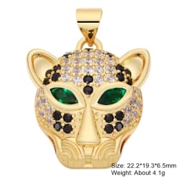 Juya Micro Pave Zircon 18K Real Gold Plated Luxury Animal Panther Lion Leopard Charms For DIY Christmas Pendant Jewelry Making