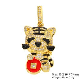 Juya Micro Pave Zircon 18K Real Gold Plated Luxury Animal Panther Lion Leopard Charms For DIY Christmas Pendant Jewelry Making