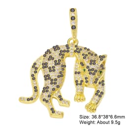 Juya Micro Pave Zircon 18K Real Gold Plated Luxury Animal Panther Lion Leopard Charms For DIY Christmas Pendant Jewelry Making