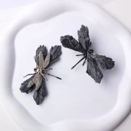 1PC Natural Crystal Mini Black Tourmaline Feathered Dragonfly Creative Handicraft Jewelry Halloween Christmas Gift