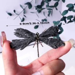 1PC Natural Crystal Mini Black Tourmaline Feathered Dragonfly Creative Handicraft Jewelry Halloween Christmas Gift