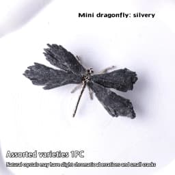 1PC Natural Crystal Mini Black Tourmaline Feathered Dragonfly Creative Handicraft Jewelry Halloween Christmas Gift
