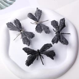 1PC Natural Crystal Mini Black Tourmaline Feathered Dragonfly Creative Handicraft Jewelry Halloween Christmas Gift