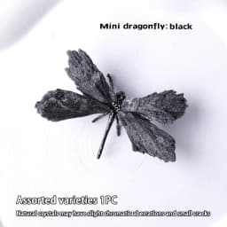 1PC Natural Crystal Mini Black Tourmaline Feathered Dragonfly Creative Handicraft Jewelry Halloween Christmas Gift