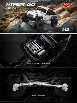 NEW MJX HYPER GO H12Y H12Y+ 1/12 RC Car Brushless FOC 4WD Remote Control Mountaineering Off-Road Climbing Off Road RC Toy Christmas Festival Gift Set