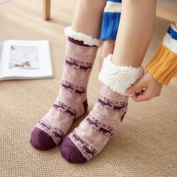 Winter Warm Socks Women penguin Plush Soft Female Non Slip Floor Slippers Short Sock Fuzzy Fluffy Deer Elk Bear Christmas Gift