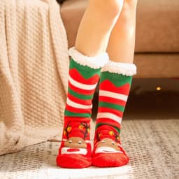 Winter Warm Socks Women penguin Plush Soft Female Non Slip Floor Slippers Short Sock Fuzzy Fluffy Deer Elk Bear Christmas Gift