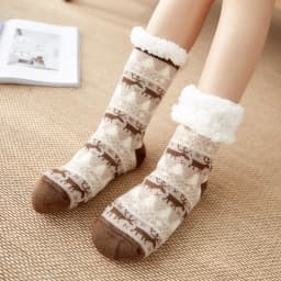 Winter Warm Socks Women penguin Plush Soft Female Non Slip Floor Slippers Short Sock Fuzzy Fluffy Deer Elk Bear Christmas Gift