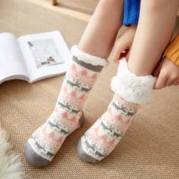 Winter Warm Socks Women penguin Plush Soft Female Non Slip Floor Slippers Short Sock Fuzzy Fluffy Deer Elk Bear Christmas Gift