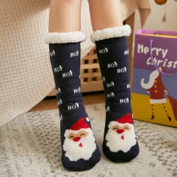 Winter Warm Socks Women penguin Plush Soft Female Non Slip Floor Slippers Short Sock Fuzzy Fluffy Deer Elk Bear Christmas Gift