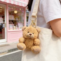 Cute 3D Plush Bear Keychain Fluffy Faux Fur Doll with PP Cotton Cartoon Key Ring for Car Bag Christmas Anniversary Gift