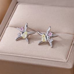 Water Drop Zircon Stars Stud Earrings For Women Stainless Steel Gold Color Statement Earring 2023 Femme Christmas Jewelry Gift
