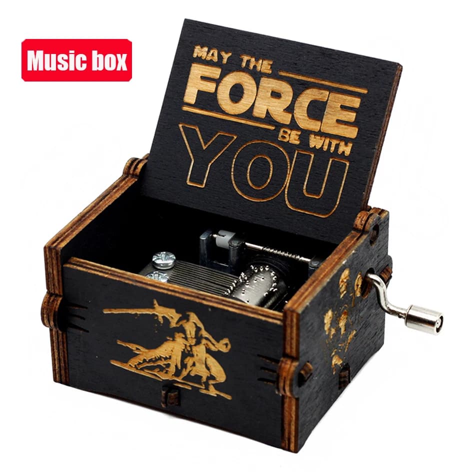 Hotsale Antique carved Wooden Hand Crank Music Box StarWars Music Box figure Christmas Birthday Gift