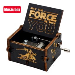 Hotsale Antique carved Wooden Hand Crank Music Box StarWars Music Box figure Christmas Birthday Gift