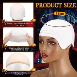 Bald Outfit Cosplay Accessories Set with Latex Bald Hat And Nylon Wig Cap for Halloween Christmas Carnival April Fool's Party