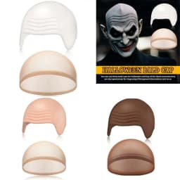 Bald Outfit Cosplay Accessories Set with Latex Bald Hat And Nylon Wig Cap for Halloween Christmas Carnival April Fool's Party