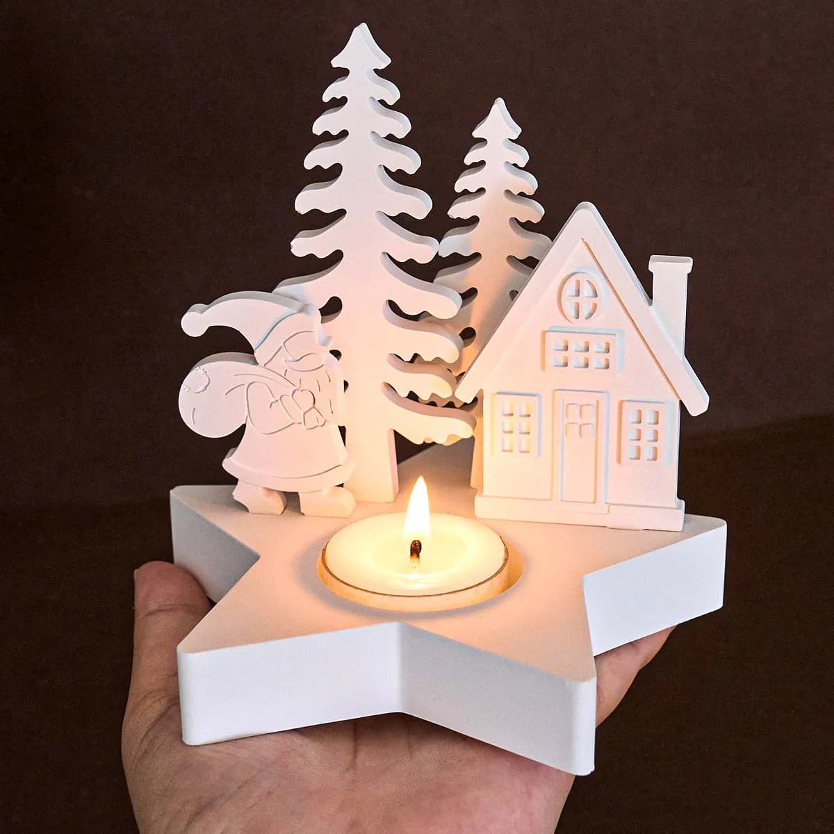 Christmas Decor Star Candle Holder Silicone Mold DIY Christmas Tree Angel Elk Santa Claus Candlestick Plaster Resin Craft Molds