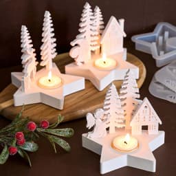 Christmas Decor Star Candle Holder Silicone Mold DIY Christmas Tree Angel Elk Santa Claus Candlestick Plaster Resin Craft Molds