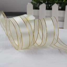 5 Yards 25mm Organza Ribbons Gold Metallic Egde Ribbons For Wedding Christmas Party Decor Flower Gift Packing Ribbon For Crafts