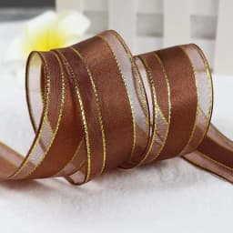 5 Yards 25mm Organza Ribbons Gold Metallic Egde Ribbons For Wedding Christmas Party Decor Flower Gift Packing Ribbon For Crafts