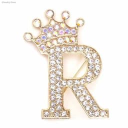 New 26 Letters A-Z Brooch Rhinestones Crystal Gold Color English Alphabet Metal Pins Cute Jewelry Accessories Christmas Gift