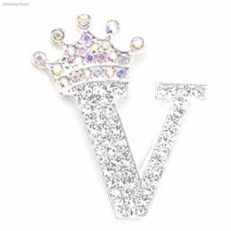New 26 Letters A-Z Brooch Rhinestones Crystal Gold Color English Alphabet Metal Pins Cute Jewelry Accessories Christmas Gift